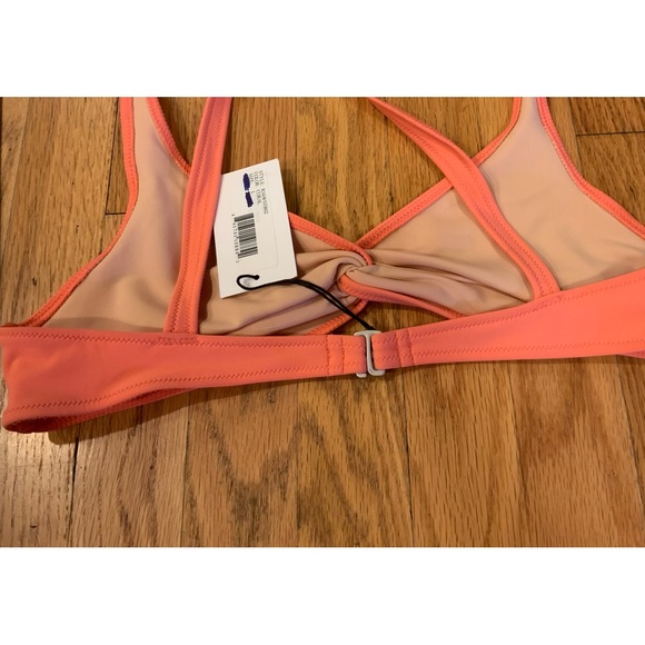 Solid and Striped Bikini Swimsuit Top Peach - Picture 2 of 5